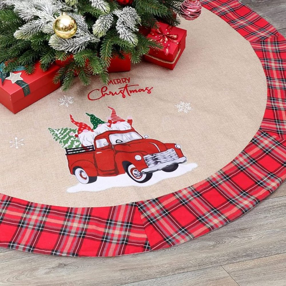NWOT  Gnomes in truck Christmas Tree Skirt